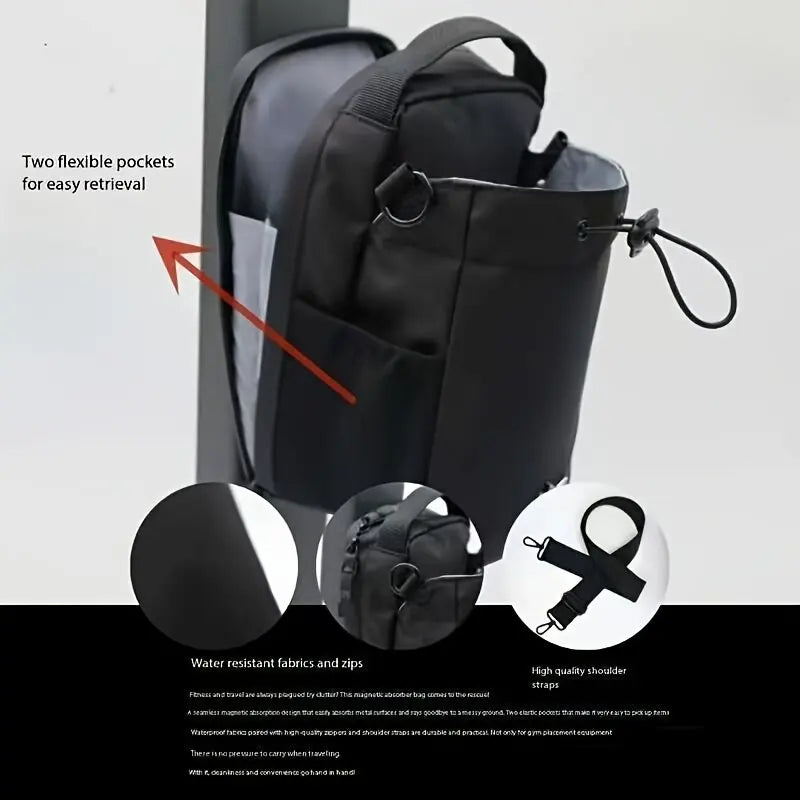 Magnetic Gym Bag Large Capacity Magnetic Carrier Bag With Phone Pocket Portable Gym Water Bottle Pouch Gym Accessories Sport Bag Wheyshaker